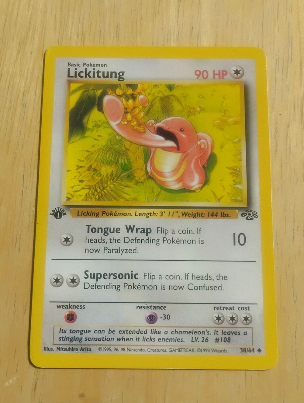 LP WOTC 1999 1st Edition Lickitung 38/64 Jungle Set Pokemon Card